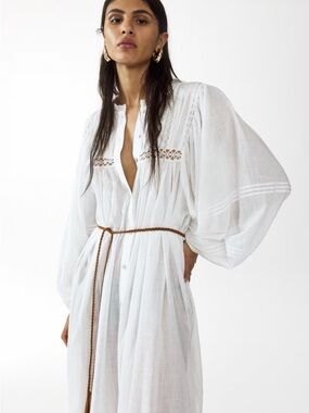 NWT H&M OVERSIZED TIE-BELT TUNIC DRESS M
